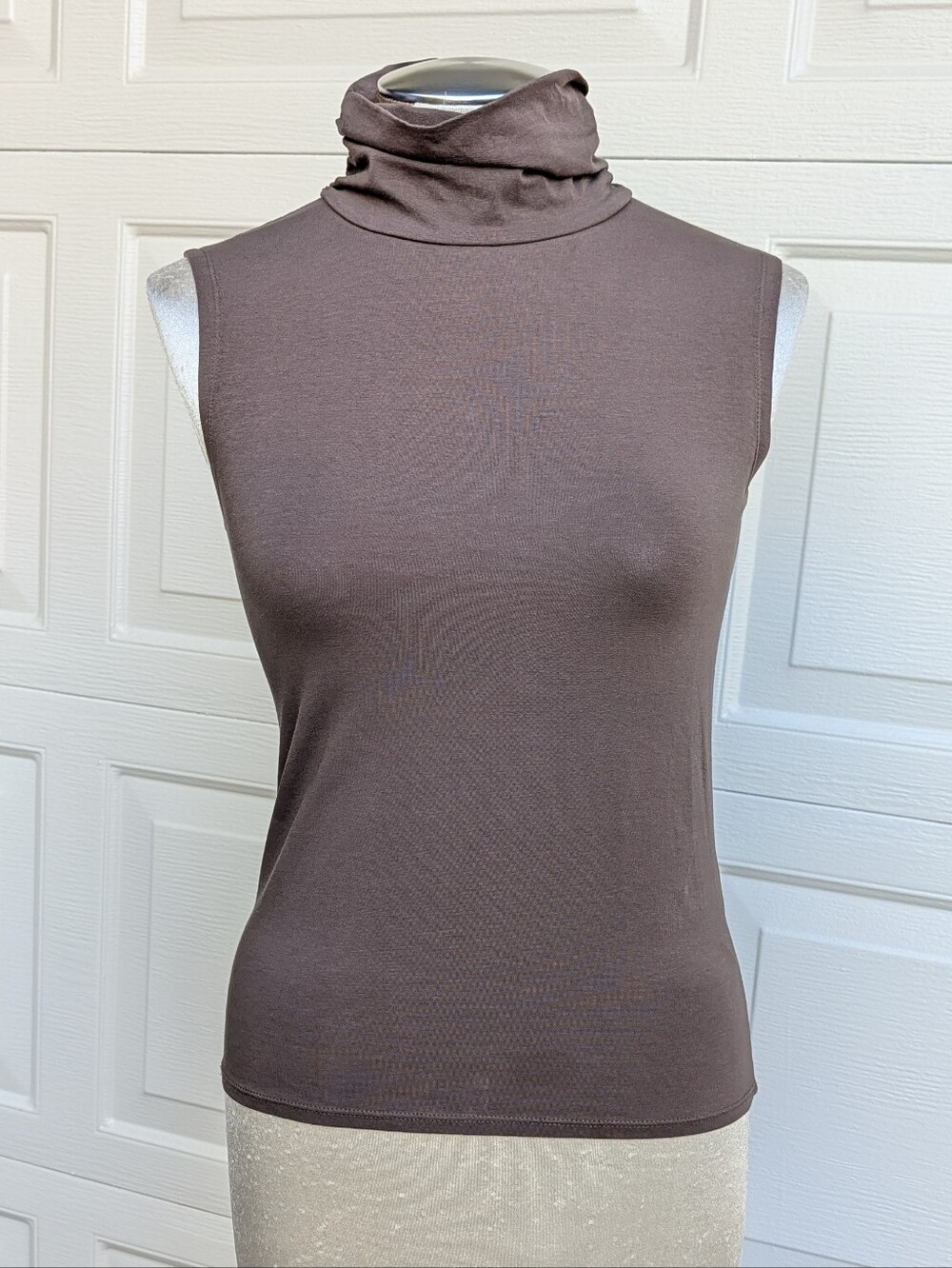 CREA CONCEPT mocha brown sleeveless turtleneck top S
